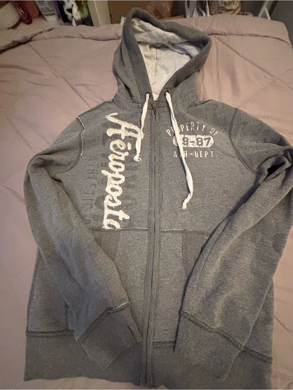 Aeropostale Woman’s Heather Gray Zip-Up Hoodie Jacket